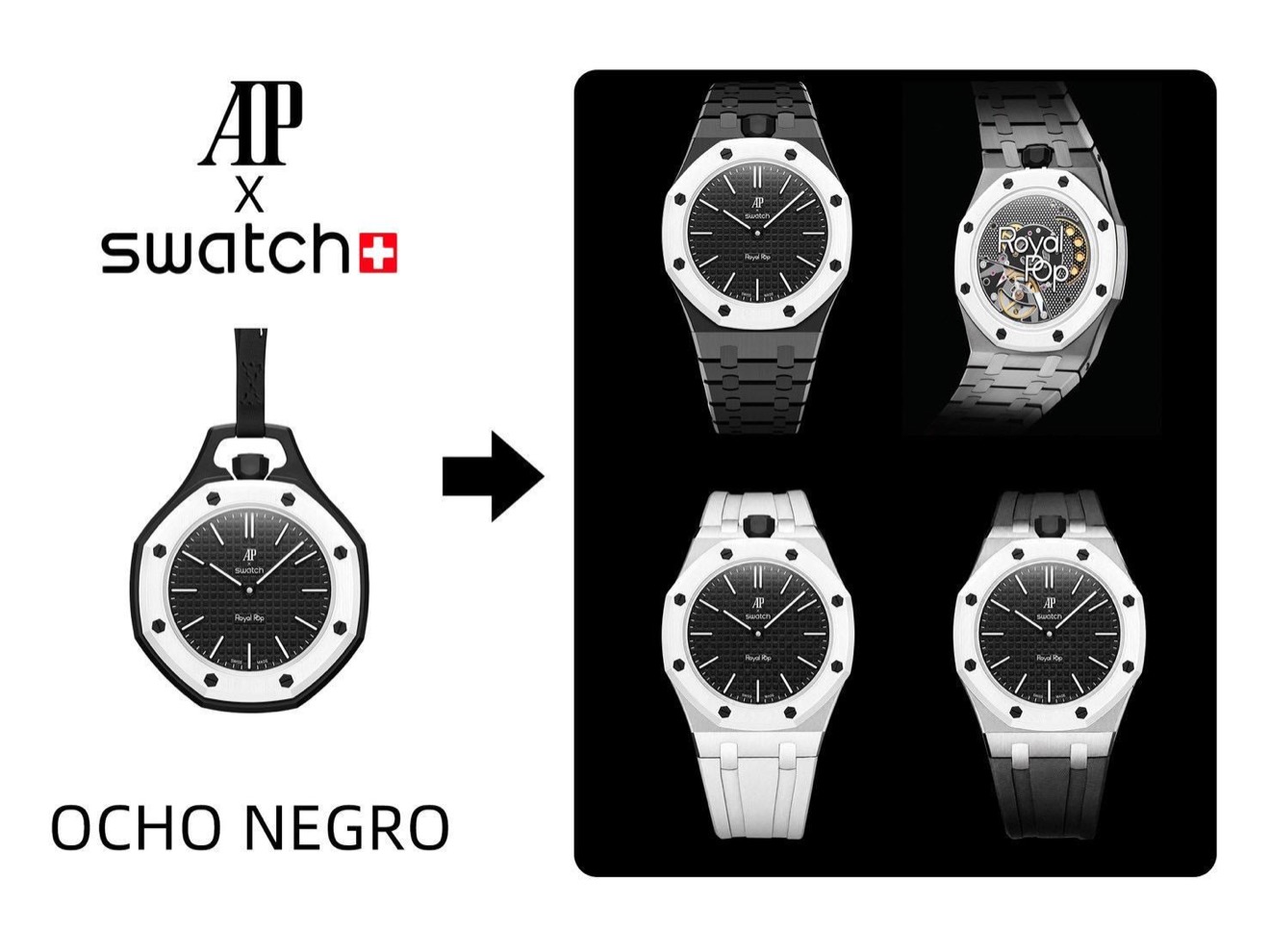 OCHO NEGRO 黑白錶帶套件效果
